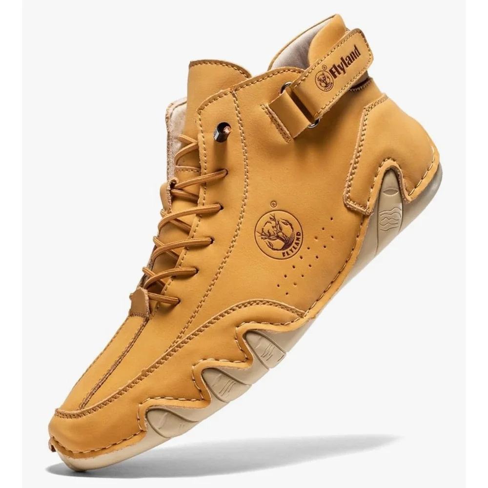 Flyland 9008 Mens Golden Leather Chukka Boots Lace‎ Up Ankle Shoes Size 9.5 NEW